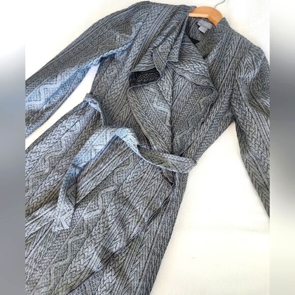 ECCOCI knit coat belted side pockets wool blend new without tags minimalist - Picture 3 of 16